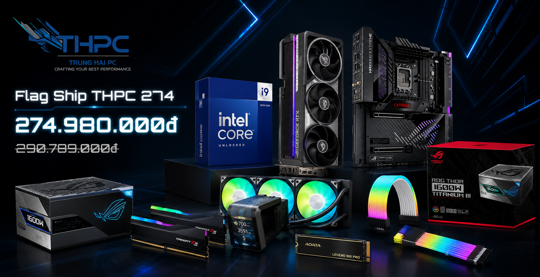 PC Gaming Intel Core I9 14900KF + VGA ASUS ROG Astral GeForce RTX 5090 OC Edition 32GB
