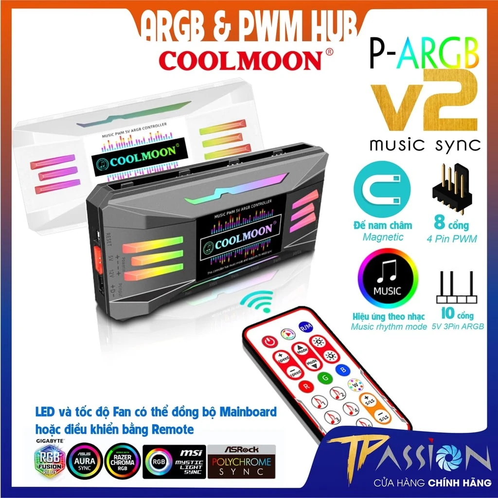 Bộ Hub Coolmoon P-ARGB Sync Main PWM - NEW