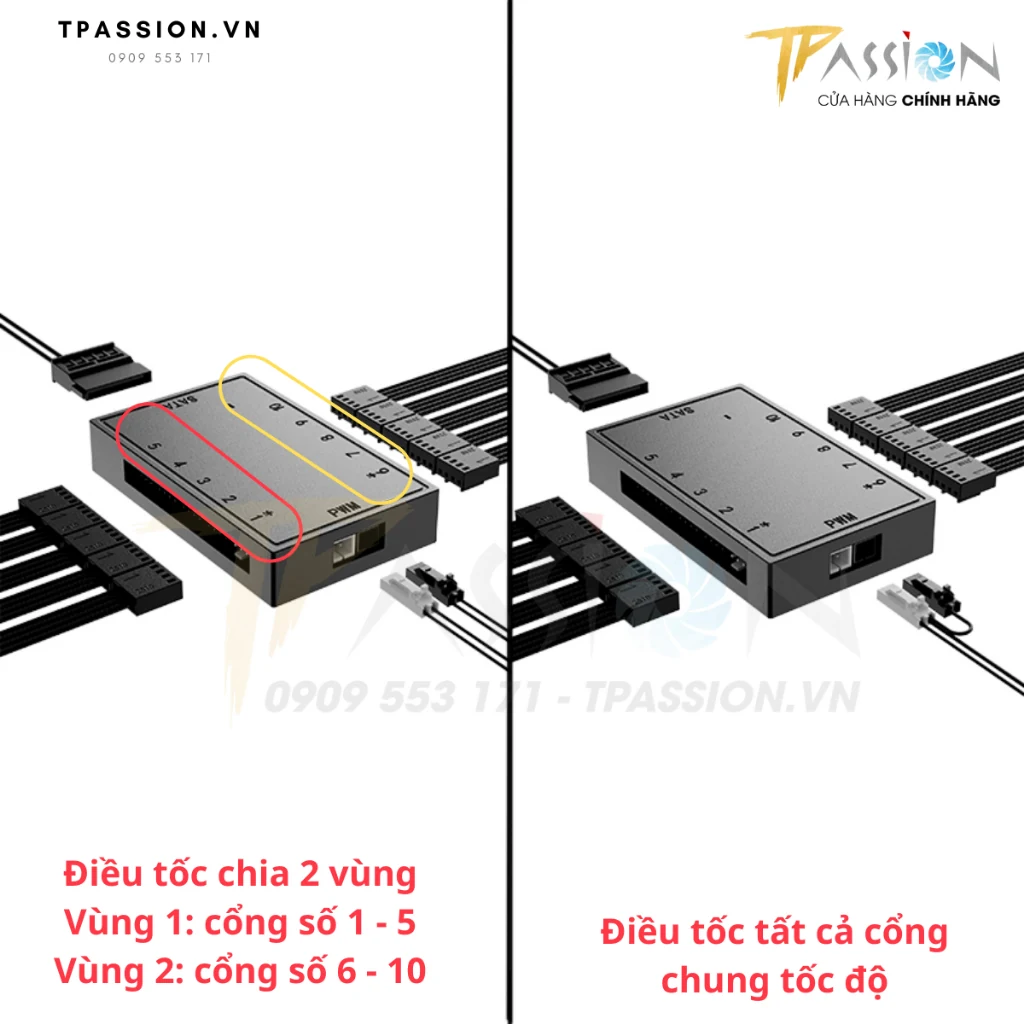 Bộ Hub ID-Cooling FH-05 ARGB Fan Hub - NEW