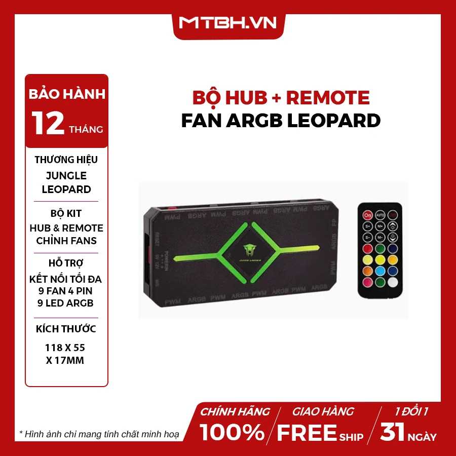 Bộ Hub + Remote Leopard ARGB Black - NEW