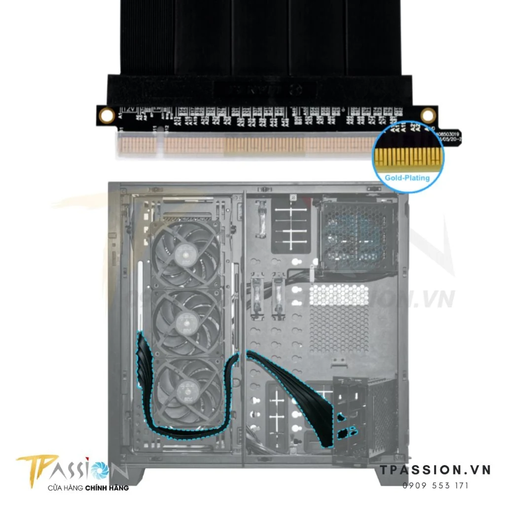 Cáp Riser Lian Li PCI-e 4.0 x16 Riser Cable PW-PCI-4-90W 900mm White - NEW