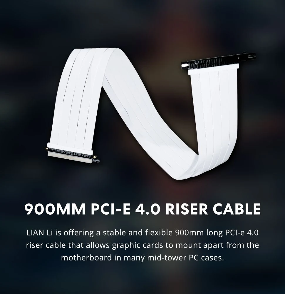Cáp Riser Lian Li PCI-e 4.0 x16 Riser Cable PW-PCI-4-90W 900mm White - NEW