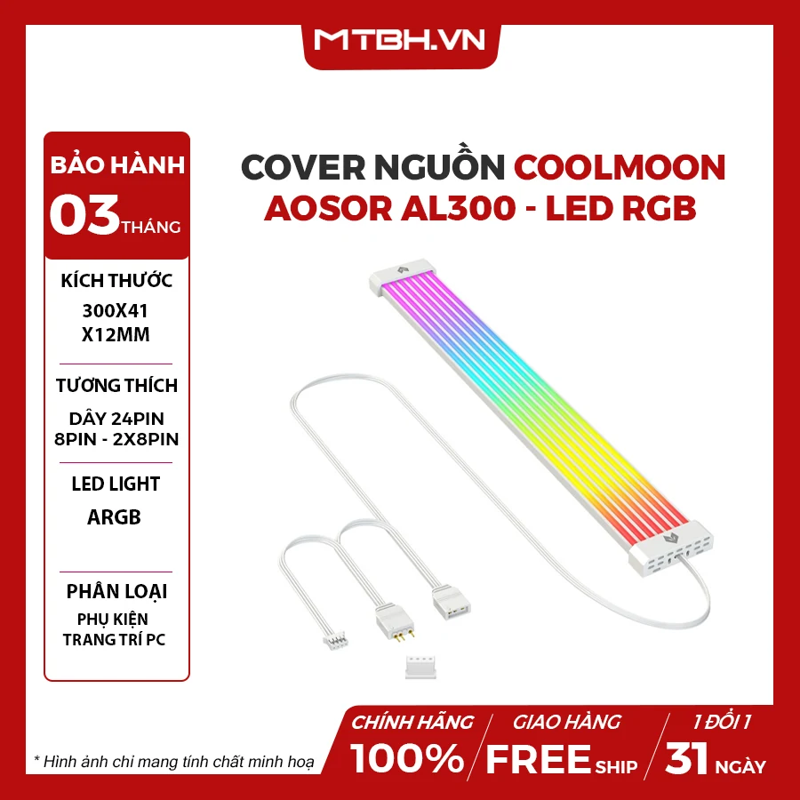 Cover Dây Nguồn Coolmoon Aosor AL200 / AL300 ARGB Neon