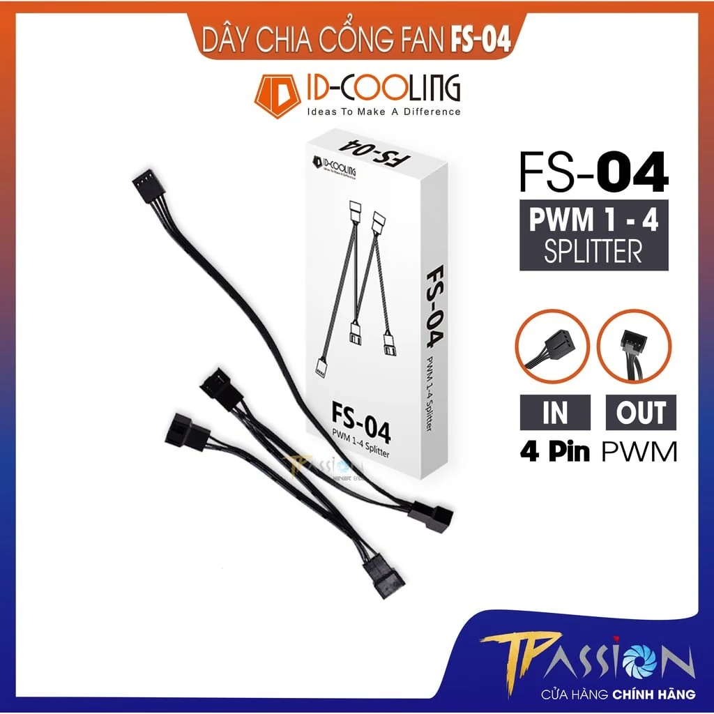 Dây chia ID-Cooling FS-04 PWM 4Pin 1 ra 4 - NEW