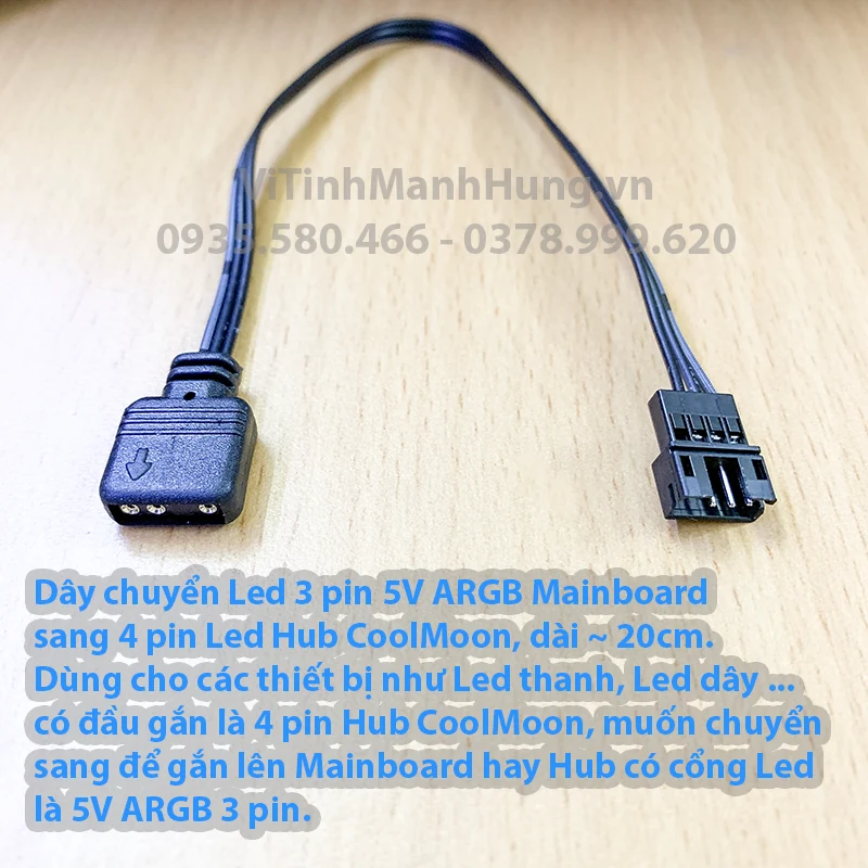 Dây chuyển cổng 4 Pin Hub Coolmoon ra LED 5V 3 Pin ARGB - NEW