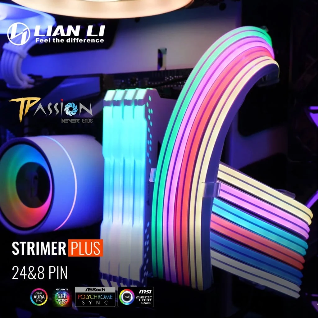 Dây nguồn nối dài Lian Li Strimer Plus V2 PW168-8PV2 3x8 Pin to 12+4 Pin ARGB - NEW