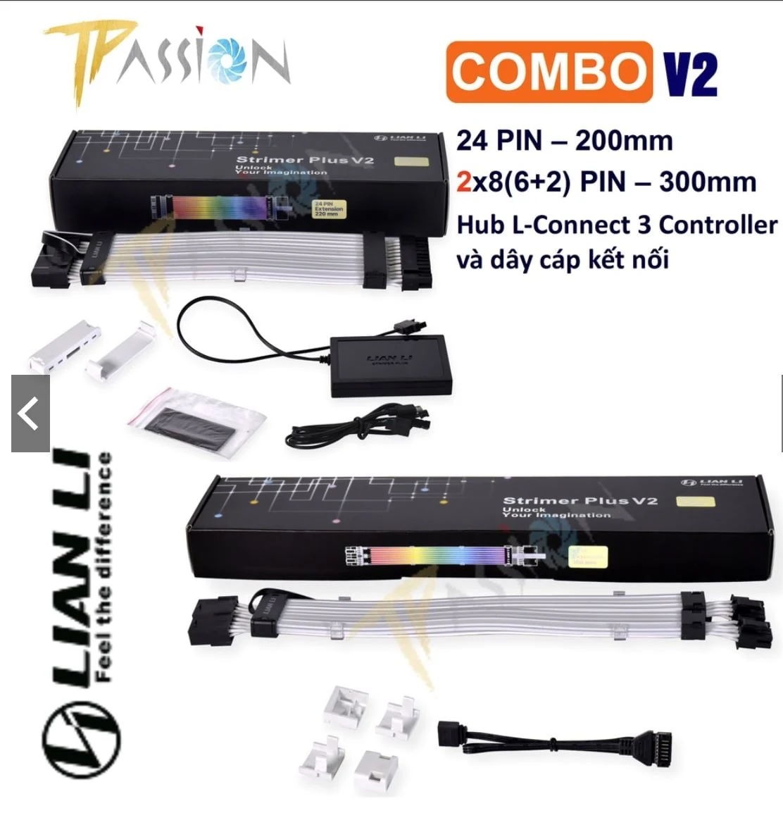 Dây nguồn nối dài Lian Li Strimer Plus V2 PW24-PV2 24 Pin ARGB - NEW