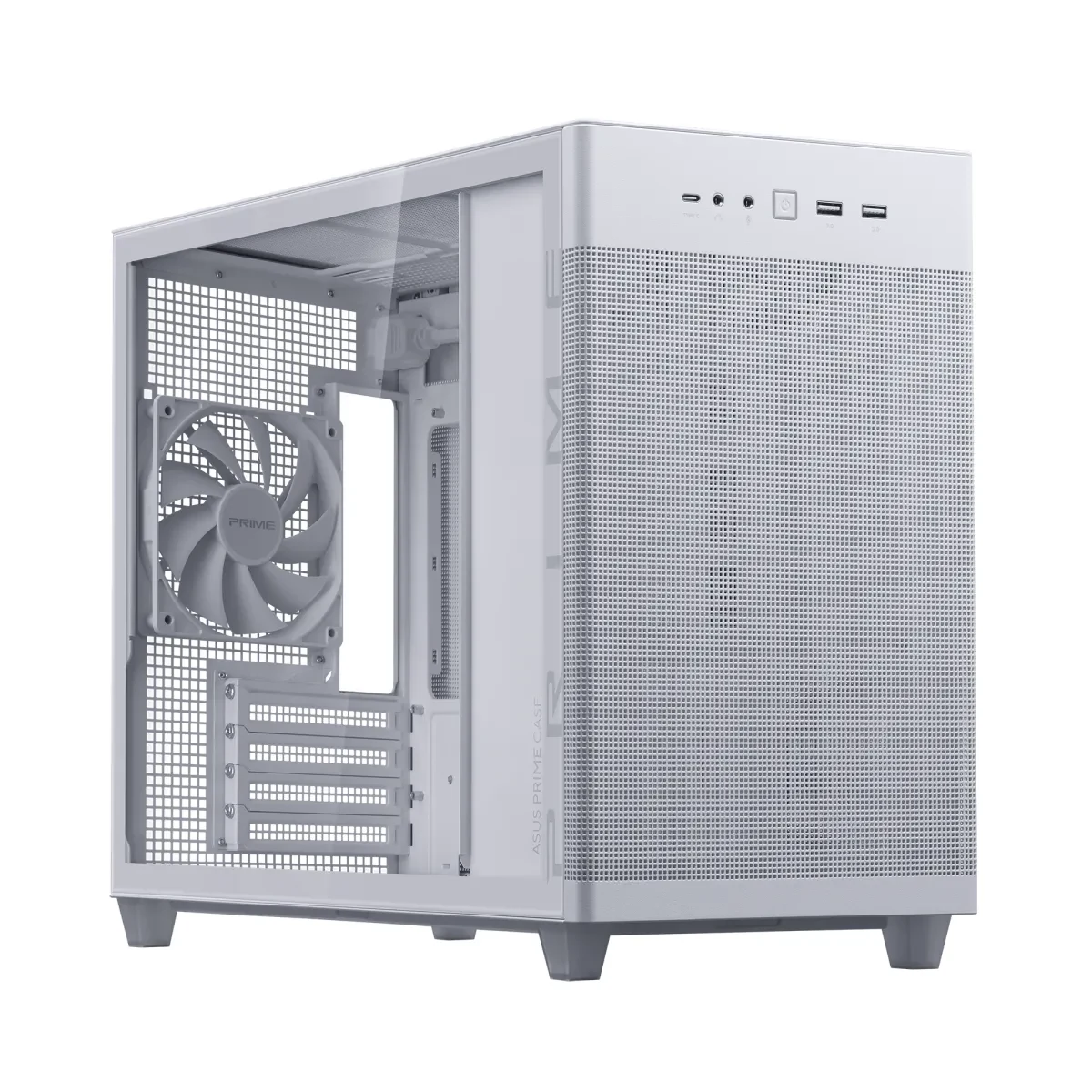 Vỏ Case PC ASUS Prime AP201 Tempered Glass White - M-ATX - Trắng - NEW