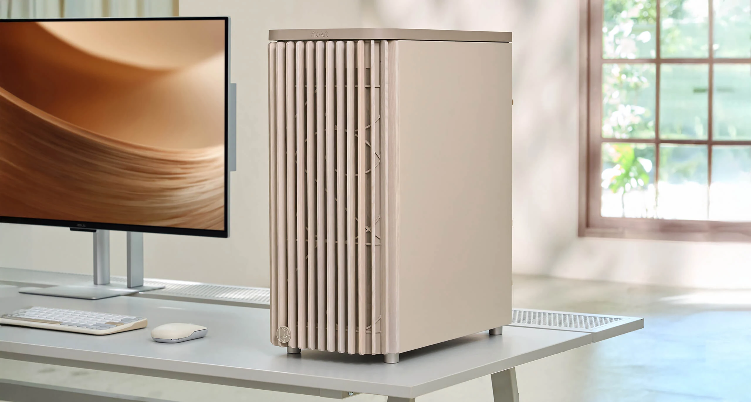 Vỏ Case PC ASUS ProArt PA401 Wood Edition Beige Metal Panel - ATX - Be/Gỗ - NEW
