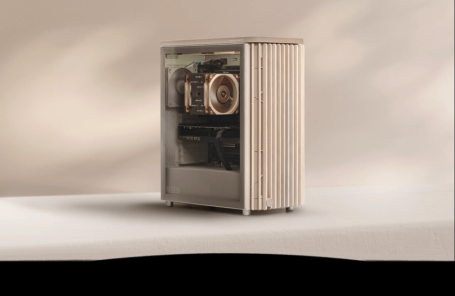 Vỏ Case PC ASUS ProArt PA401 Wood Edition Beige Tempered Glass Panel - ATX - Be/Gỗ - NEW