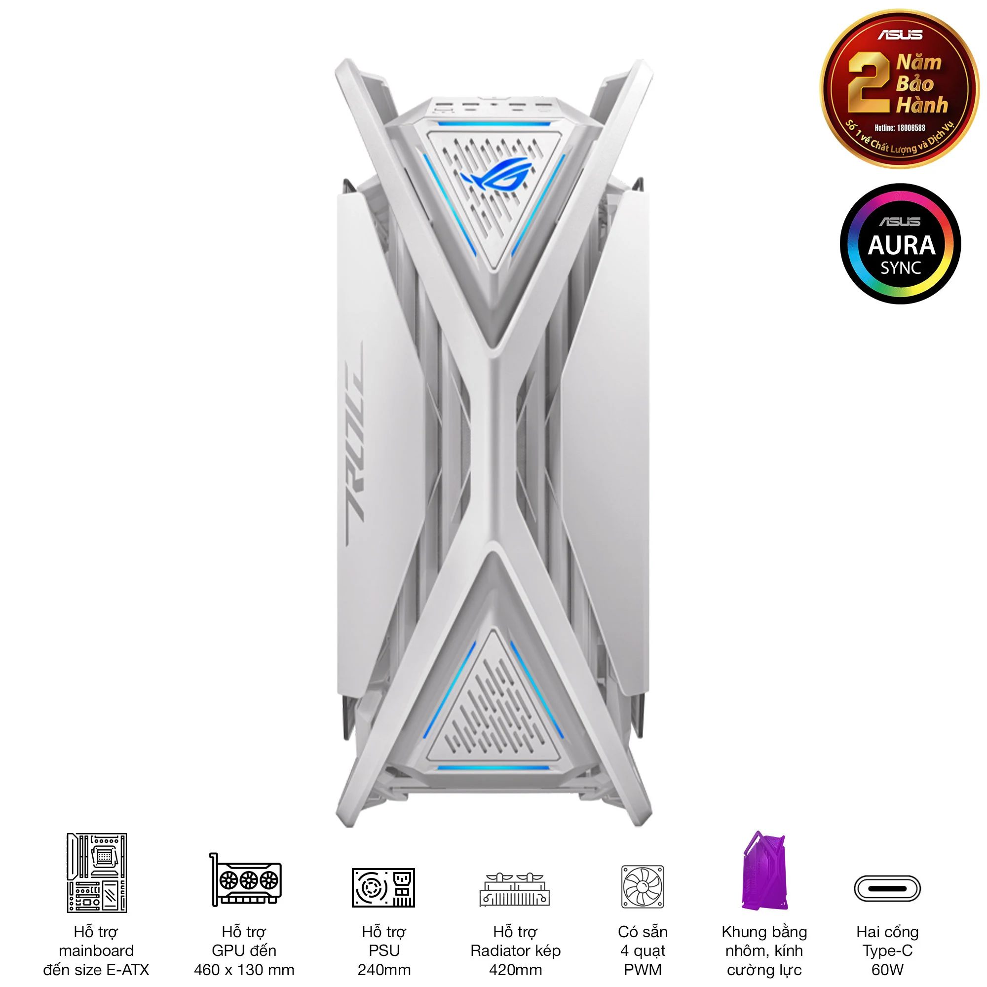 Vỏ Case PC ASUS ROG Hyperion GR701 White - E-ATX - Trắng - NEW