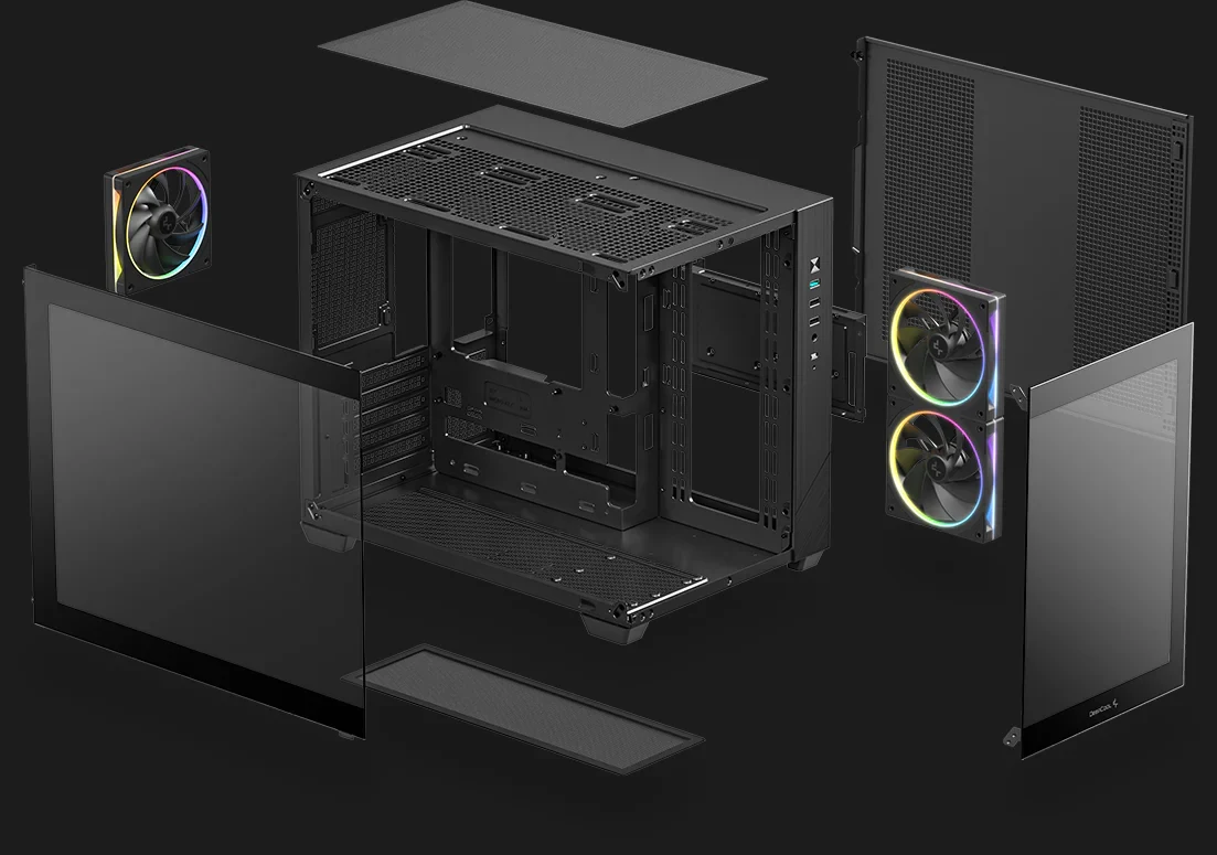 Vỏ Case PC DeepCool CG330 3F Black - M-ATX - Đen - NEW