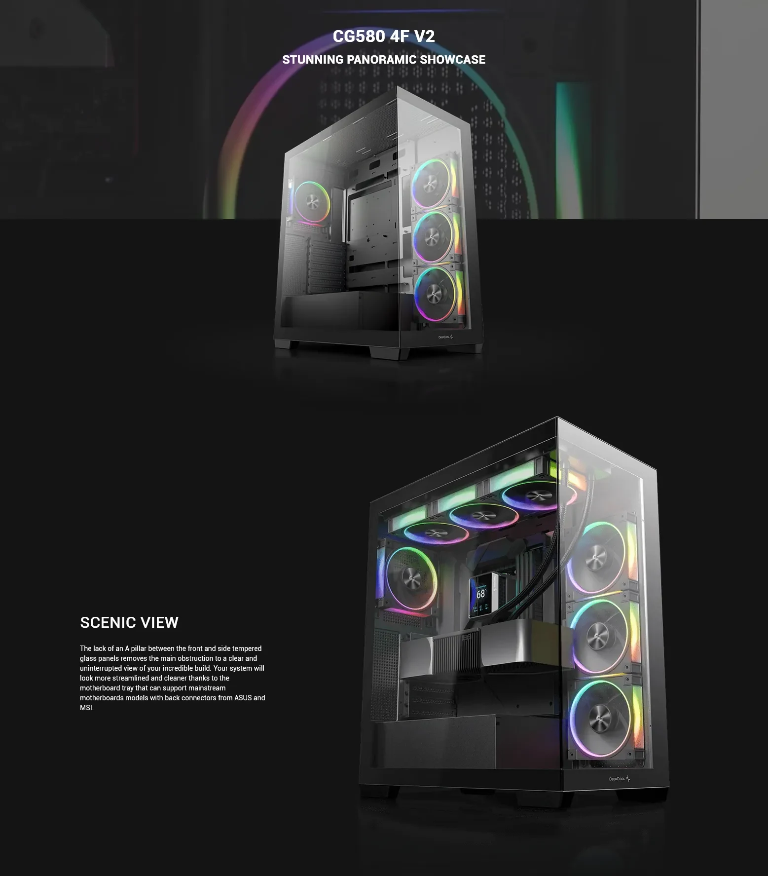 Vỏ Case PC DeepCool CG580 4F V2 Black - ATX - Đen - NEW