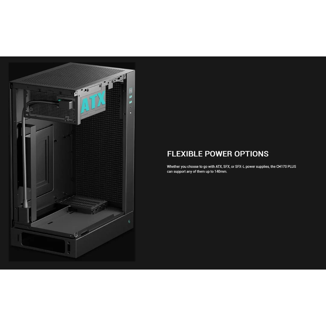 Vỏ Case PC DeepCool CH170 Plus Black - Mini-ITX - Đen - NEW