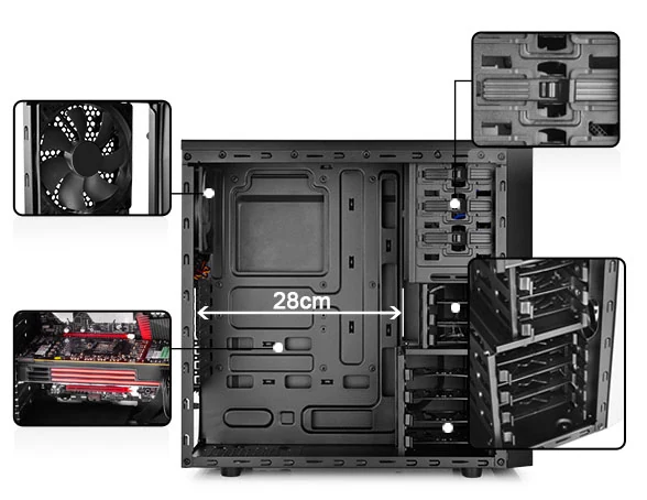 Vỏ Case PC DeepCool TESSERACT BF Black - ATX - Đen - NEW