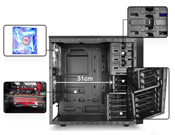 Vỏ Case PC DeepCool TESSERACT SW Black - ATX - Đen - NEW