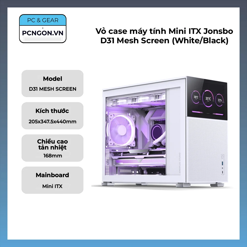 Vỏ Case PC Jonsbo D31 MESH White - M-ATX - Trắng - NEW