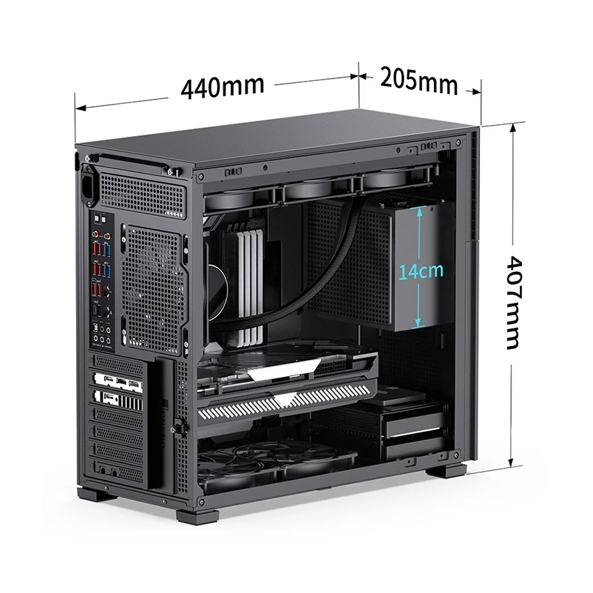 Vỏ Case PC Jonsbo D41 STD Black - ATX - Đen - NEW