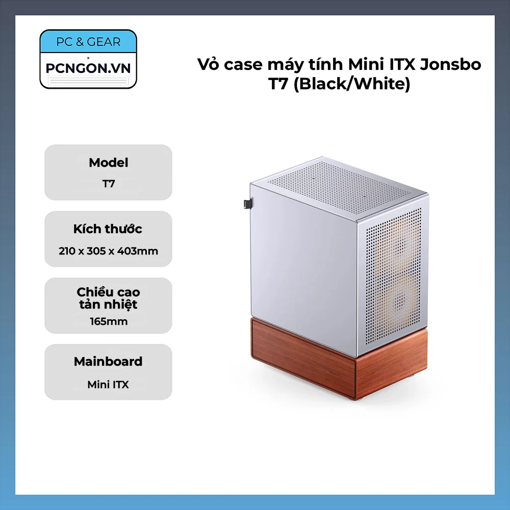 Vỏ Case PC Jonsbo T7 Silver - Mini-ITX - Bạc - NEW