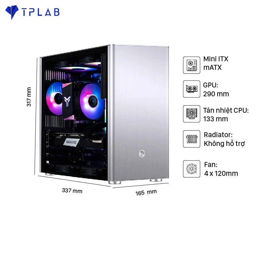 Vỏ Case PC Jonsbo T9 Silver - Mini-ITX - Bạc - NEW