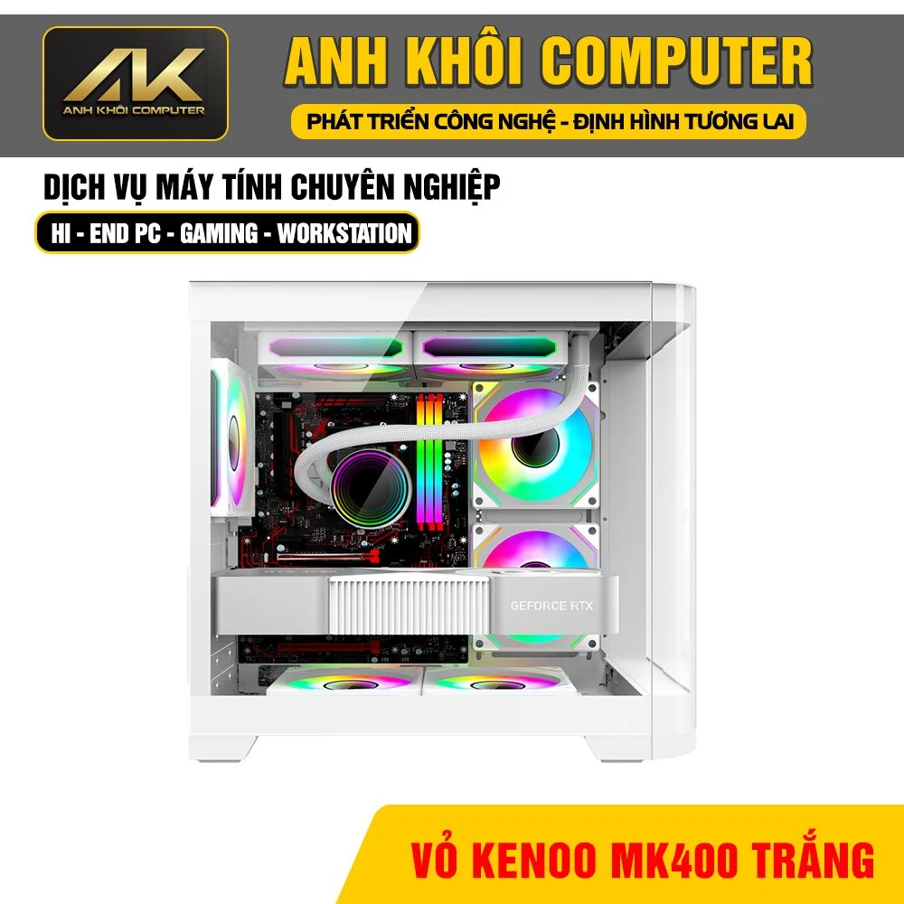 Vỏ Case PC KENOO ESPORT MK400 - M-ATX - Trắng - NEW