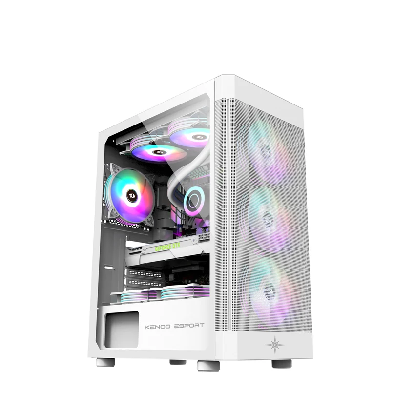Vỏ Case PC KENOO ESPORT MK500 3F - M-ATX - Trắng - NEW