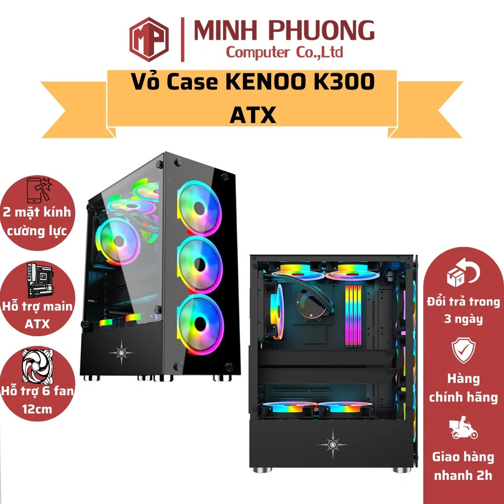 Vỏ Case PC KENOO XPS K30 - M-ATX - Đen - NEW