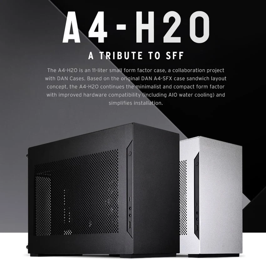 Vỏ Case PC Lian Li A4-H2O Black - Mini-ITX - Đen - NEW