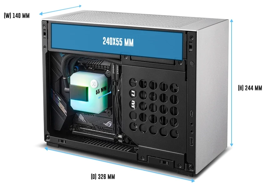 Vỏ Case PC Lian Li A4-H2O Silver - Mini-ITX - Bạc - NEW