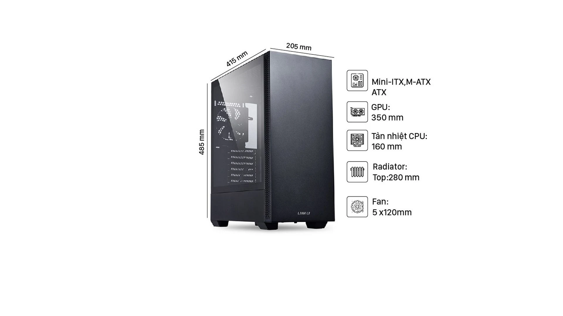 Vỏ Case PC Lian Li LANCOOL 205 Black - ATX - Đen - NEW