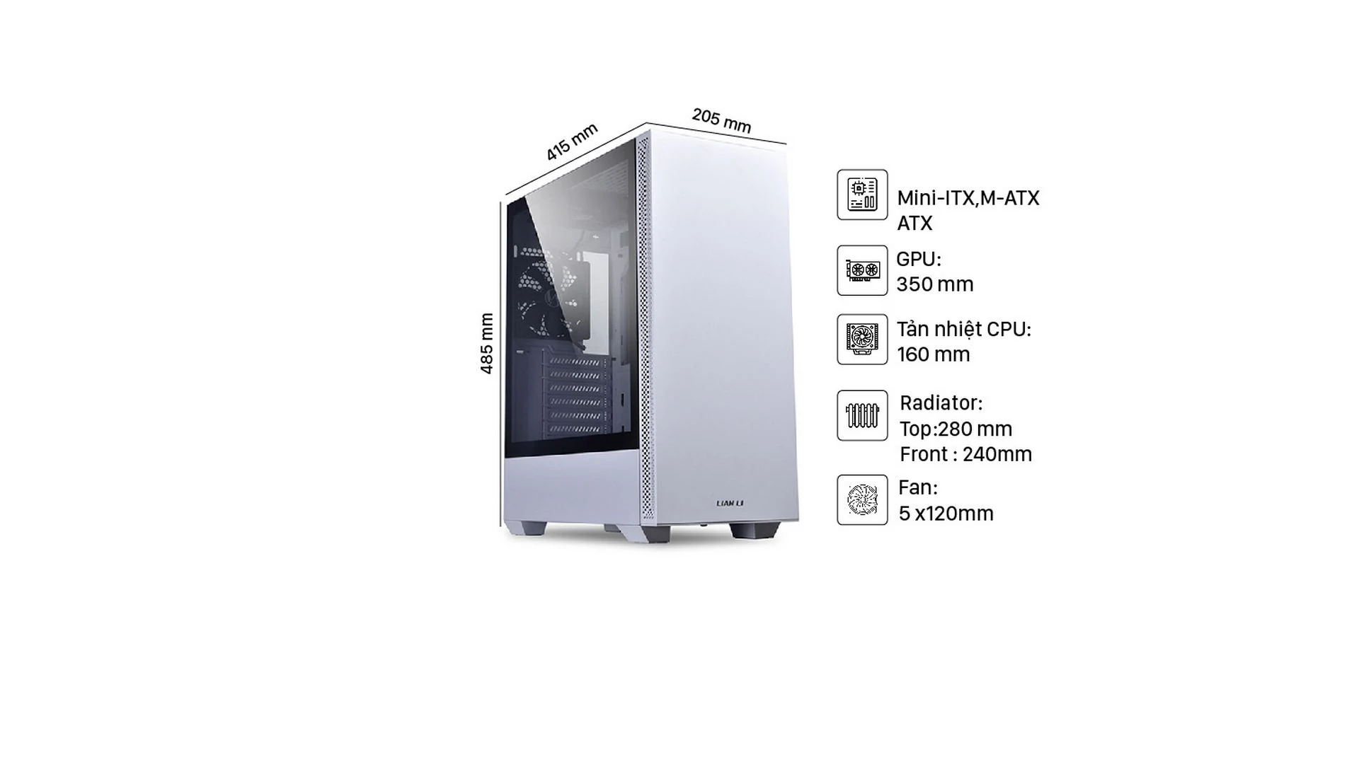 Vỏ Case PC Lian Li LANCOOL 205M White - M-ATX - Trắng - NEW