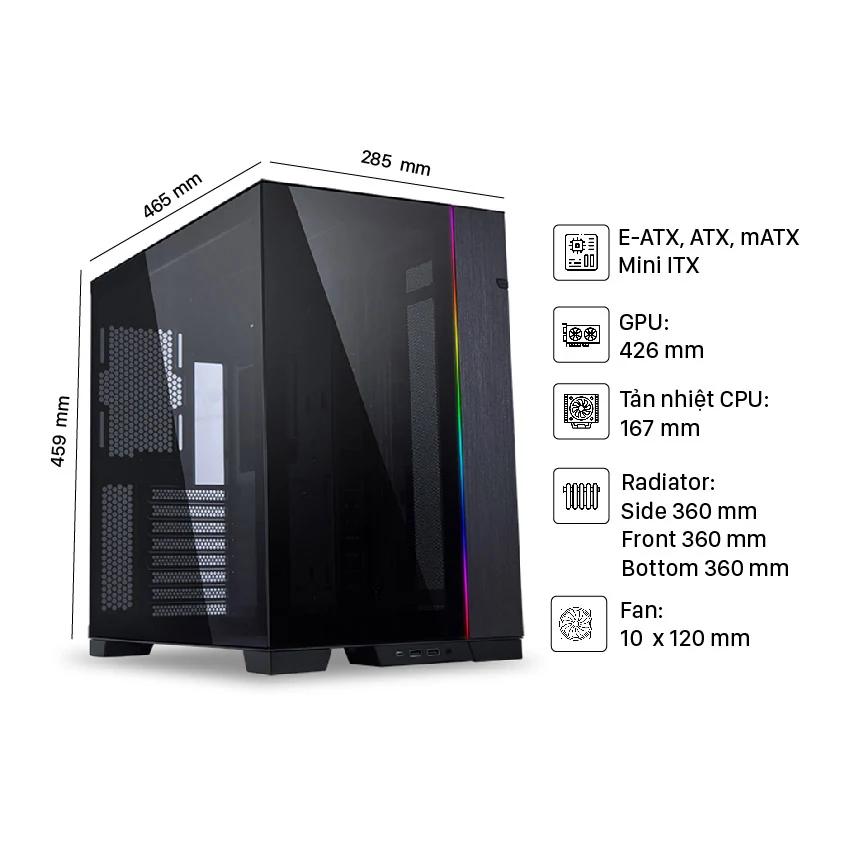 Vỏ Case PC Lian Li O11 Dynamic EVO XL Black - E-ATX - Đen - NEW