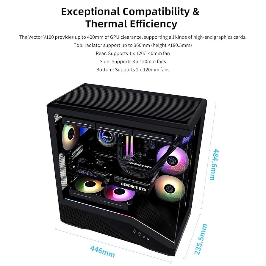 Vỏ Case PC Lian Li Vector V100 MINI Black - M-ATX - Đen - NEW