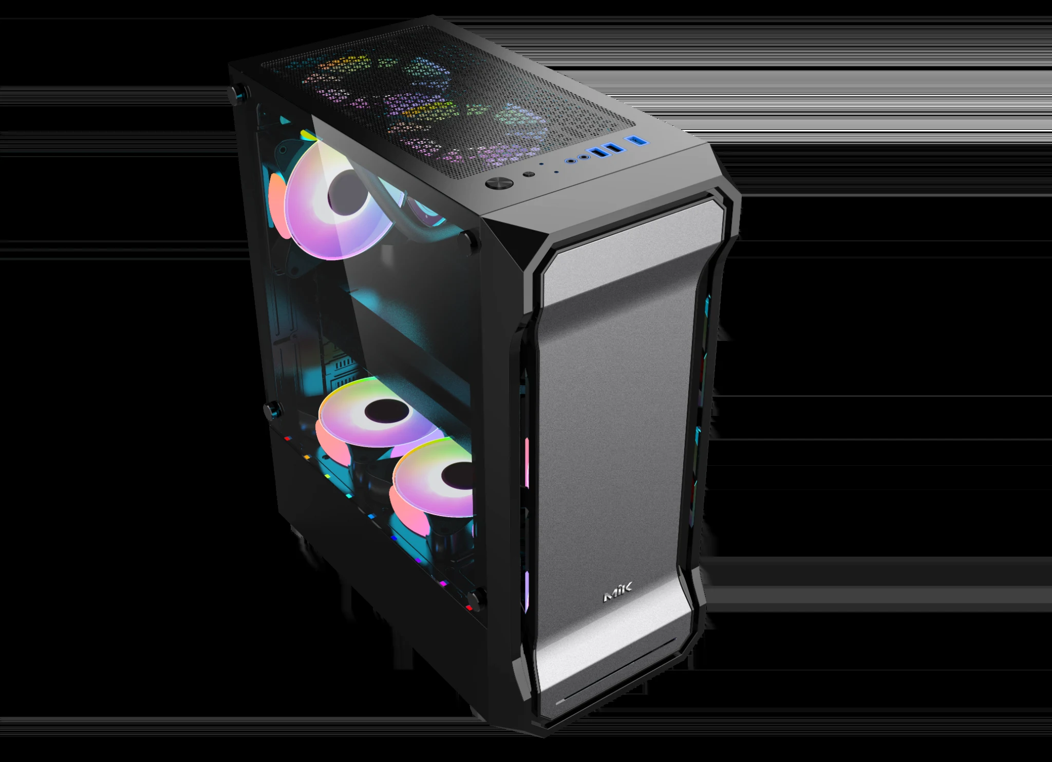 Vỏ Case PC MIK AH01 Metal Black Gaming - M-ATX - Đen - NEW
