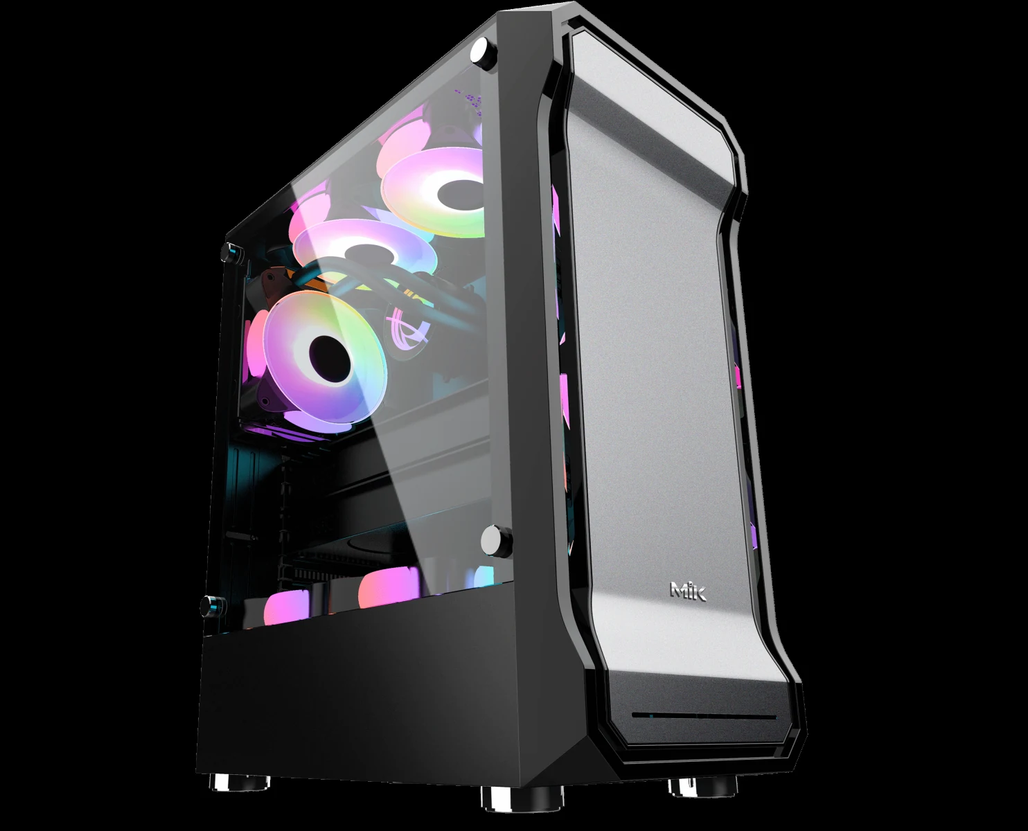 Vỏ Case PC MIK AH01 Metal Black Gaming - M-ATX - Đen - NEW