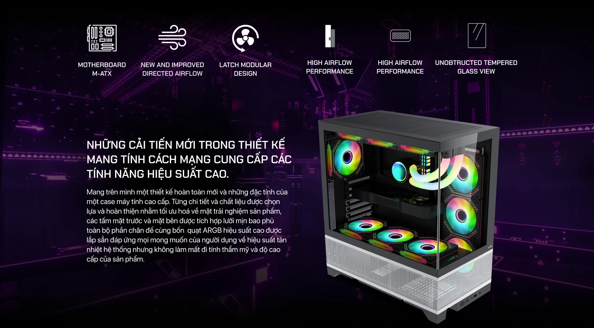 Vỏ Case PC MIK Lumine 4FA White - ATX - Trắng - NEW