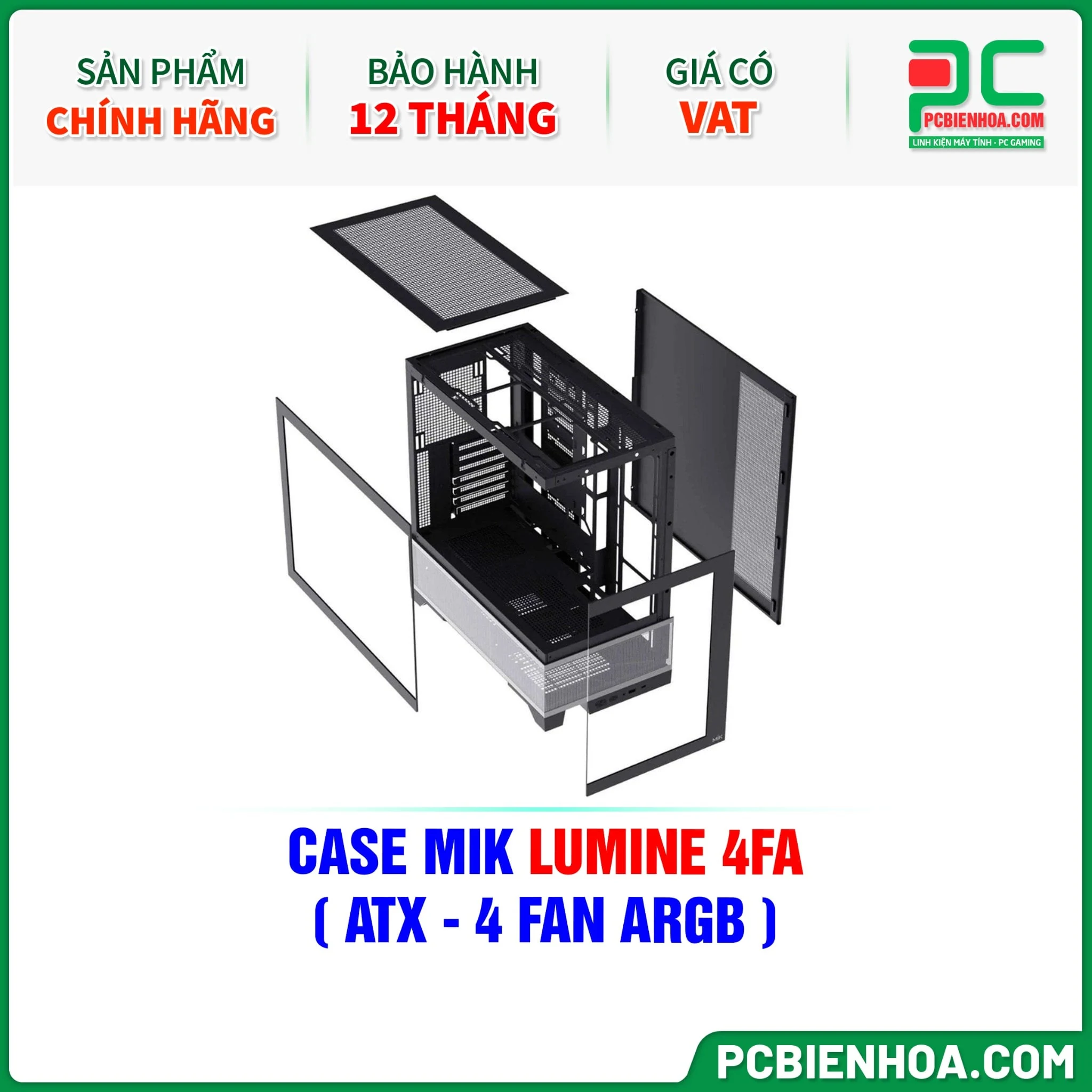 Vỏ Case PC MIK Lumine 4FA White - ATX - Trắng - NEW