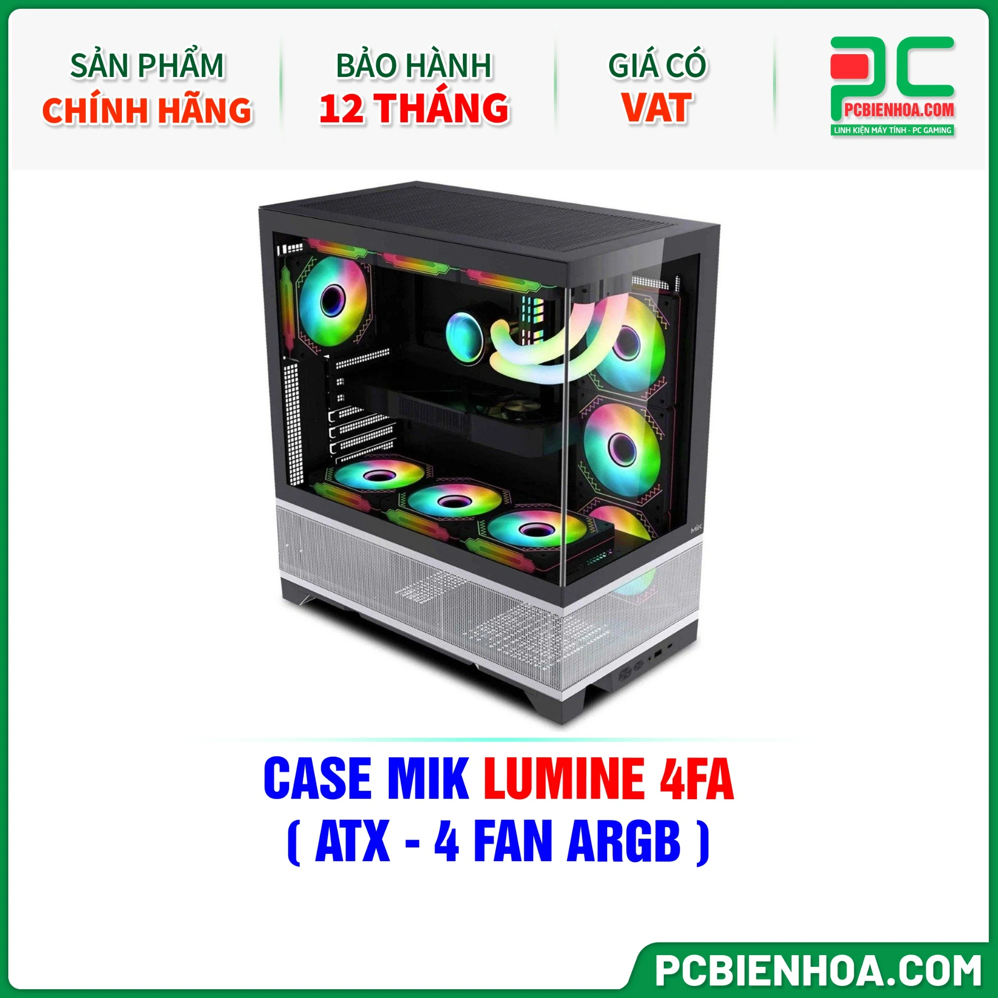 Vỏ Case PC MIK Lumine 4FA White - ATX - Trắng - NEW
