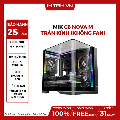 Vỏ Case PC MIK Lumine Gaming White 4 Fan - ATX - Trắng - NEW