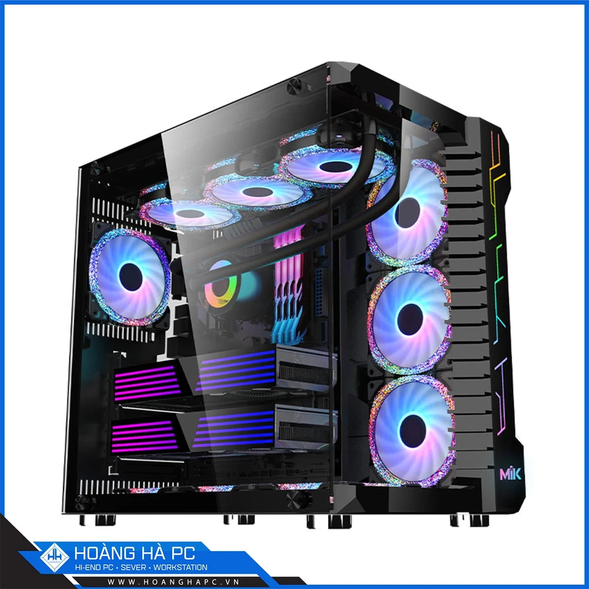 Vỏ Case PC MIK LV07 RGB Black - ATX - Đen - NEW