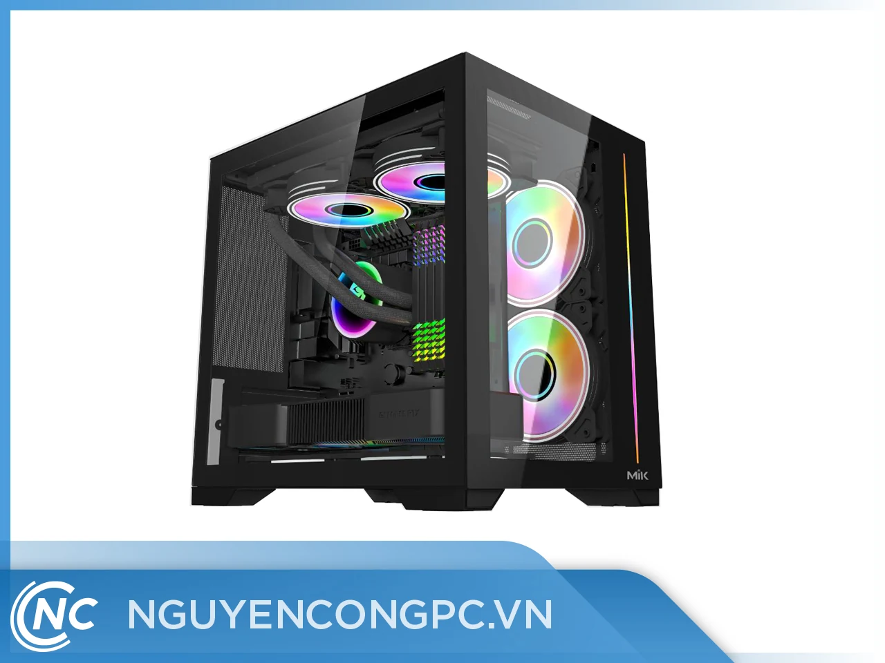 Vỏ Case PC MIK LV12 Mini Elite Gaming Black - M-ATX - Đen - NEW
