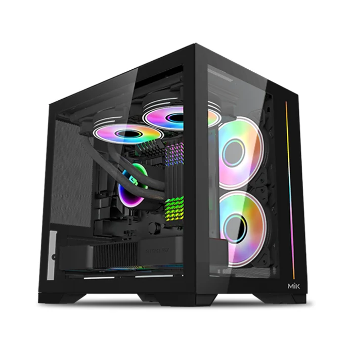 Vỏ Case PC MIK LV12 Mini Elite Gaming Black - M-ATX - Đen - NEW