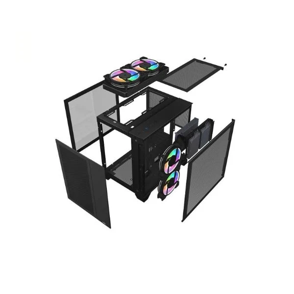 Vỏ Case PC MIK LV12 Mini Flow Black - M-ATX - Đen - NEW