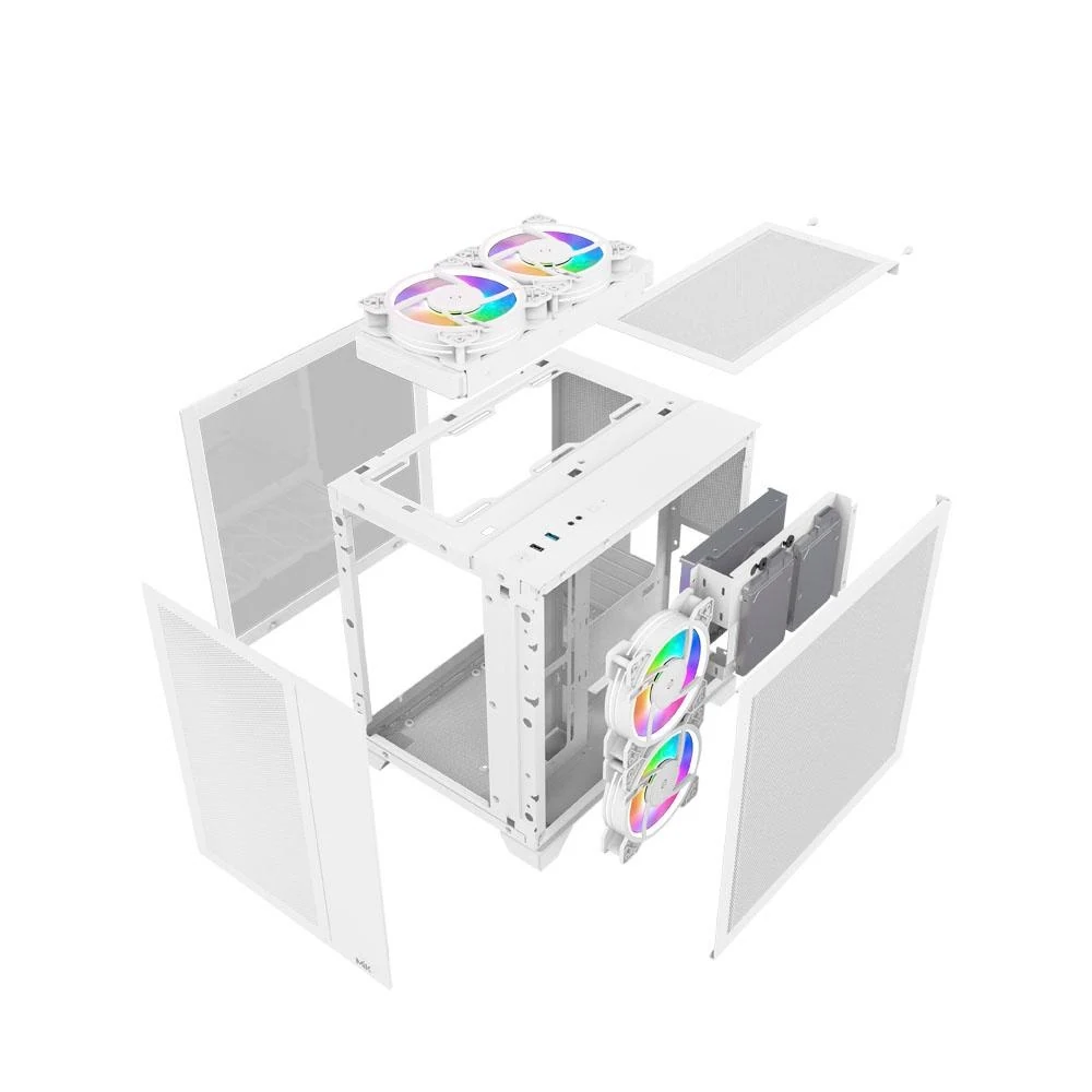 Vỏ Case PC MIK LV12 Mini Flow White - M-ATX - Trắng - NEW