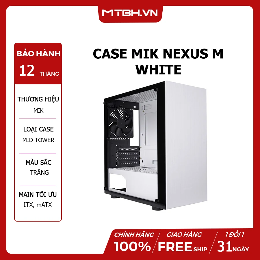 Vỏ Case PC MIK Nexus M White - M-ATX - Trắng - NEW