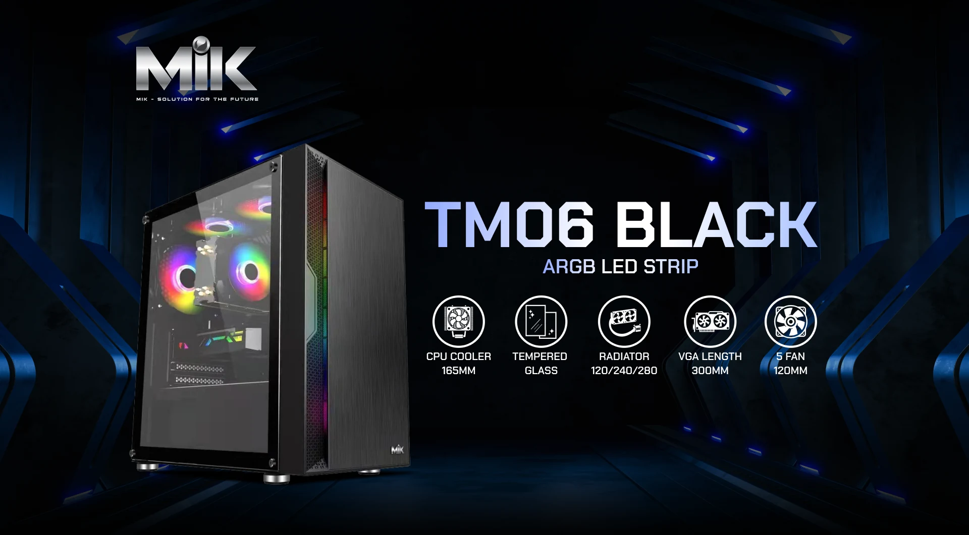 Vỏ Case PC MIK TM06 Black - ATX - Đen - NEW