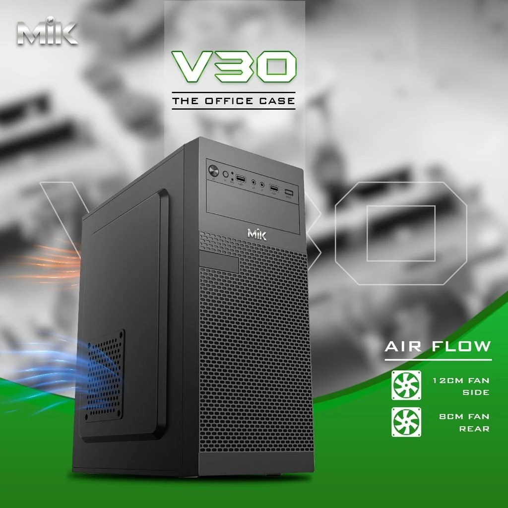 Vỏ Case PC MIK V30 ATX Văn Phòng Black - ATX - Đen - NEW
