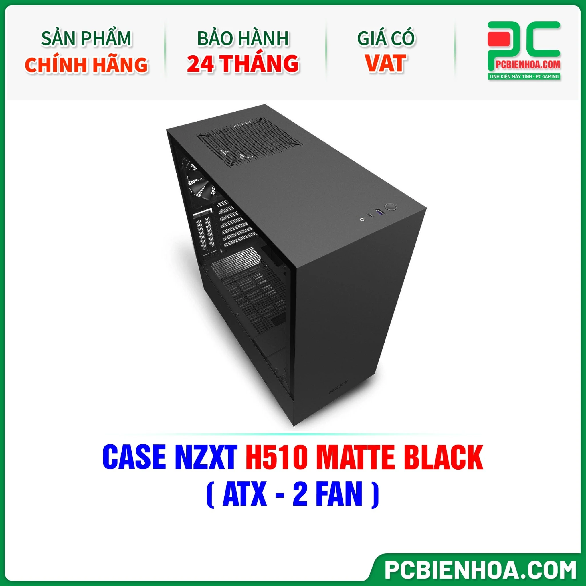 Vỏ Case PC NZXT H510 Black/Blue - ATX - Đen/Xanh - NEW