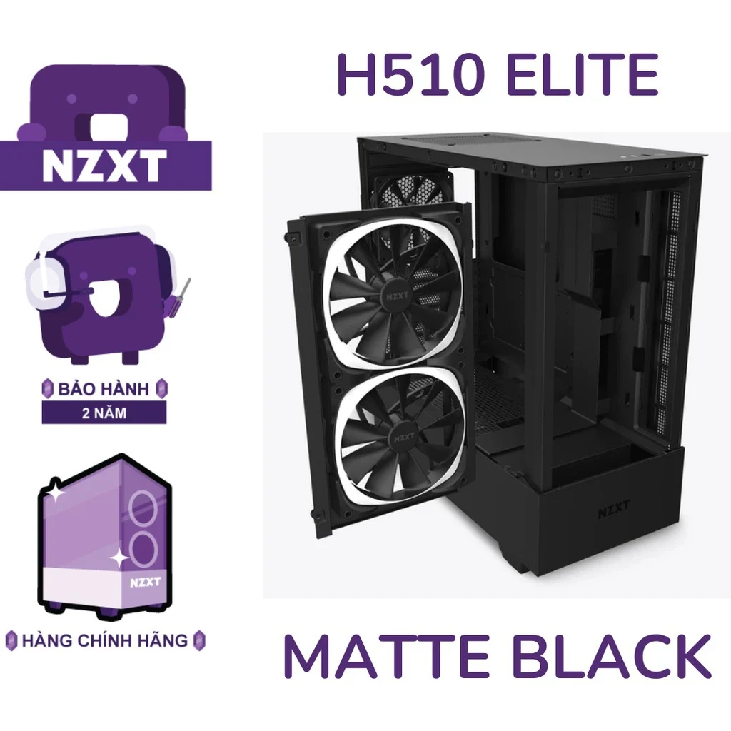 Vỏ Case PC NZXT H510 Elite Black - ATX - Đen - NEW