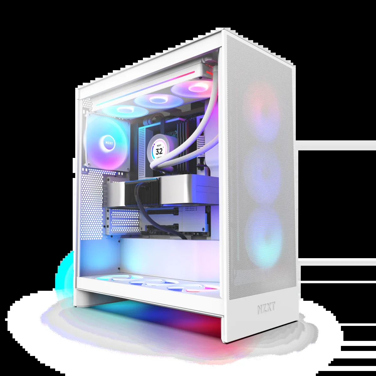 Vỏ Case PC NZXT H7 Flow RGB White - ATX - Trắng - NEW